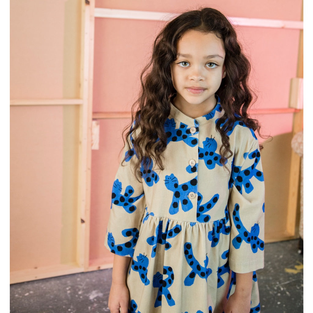 Dress Parti Animal Sand Otomi Blue