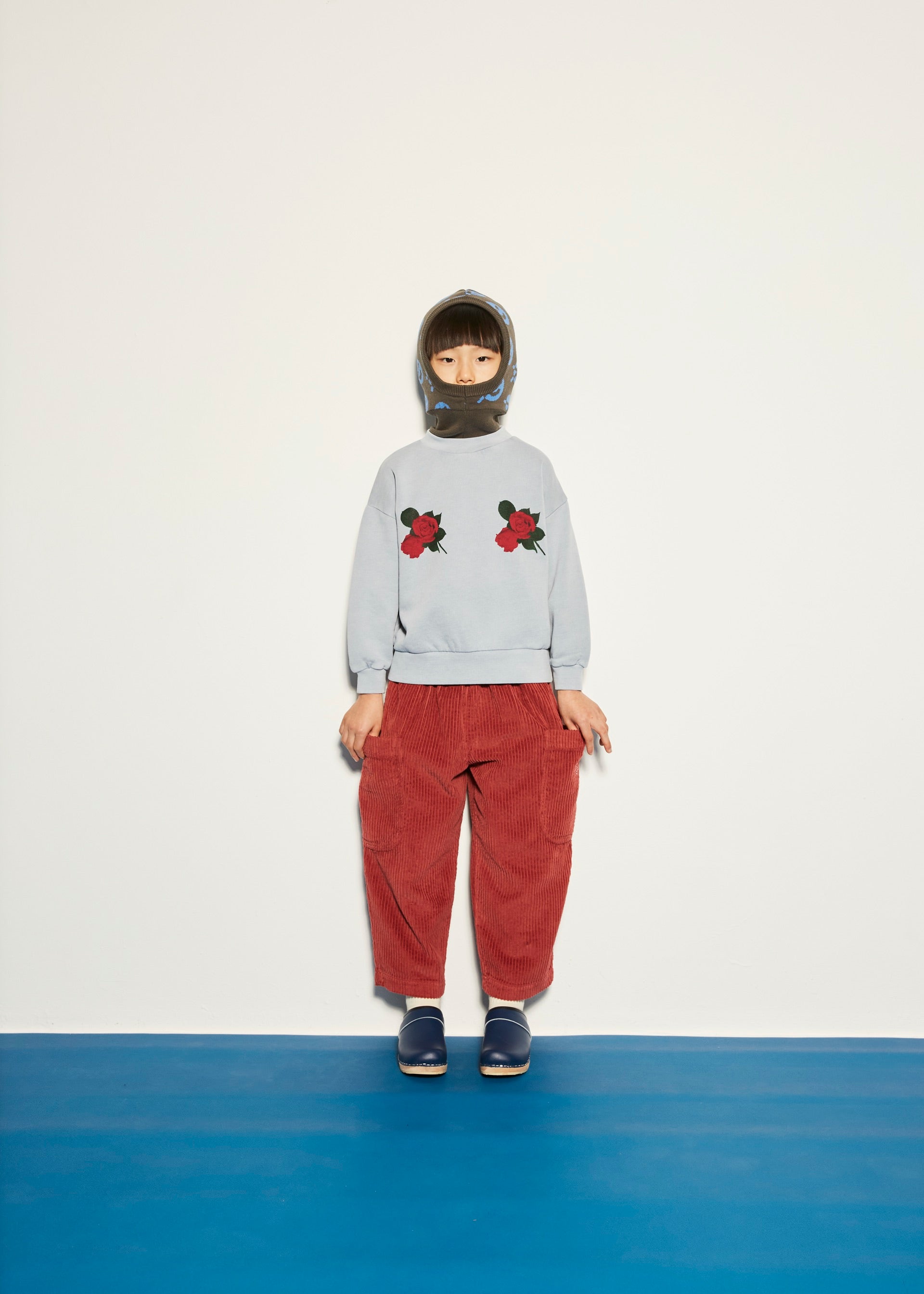 Sweater May Roses Grey Blue