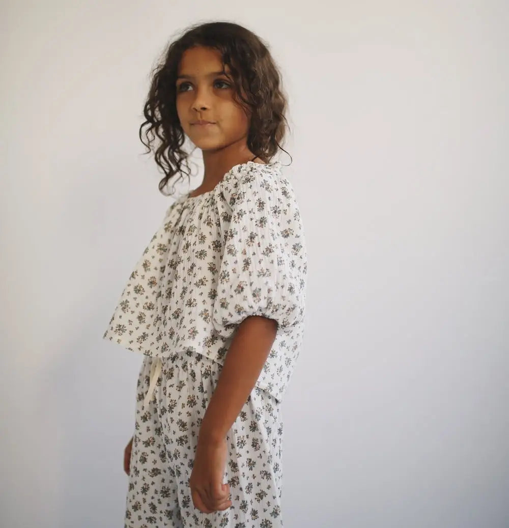 Blouse Leandra White Flowers