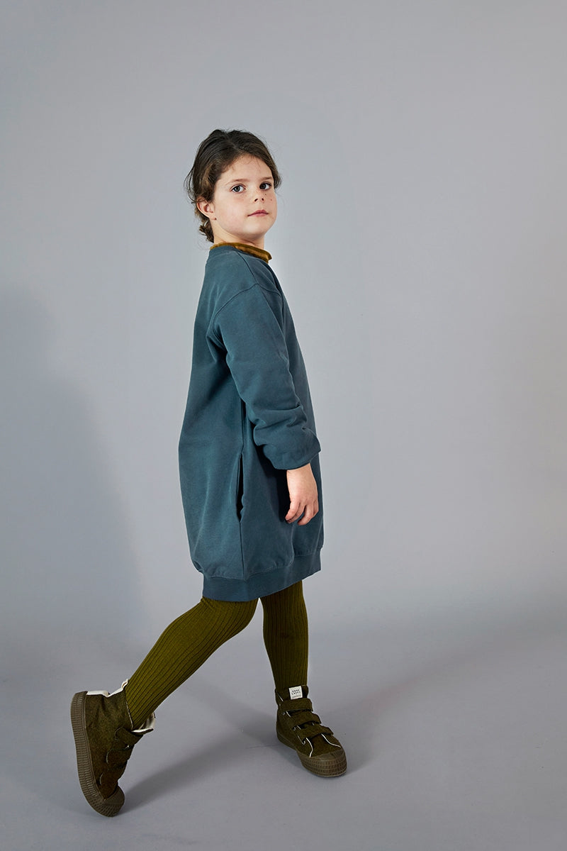 Dress Dropped Shoulder Blue Grey