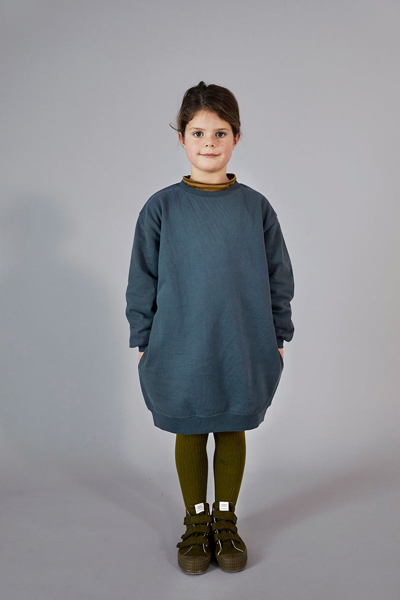 Dress Dropped Shoulder Blue Grey