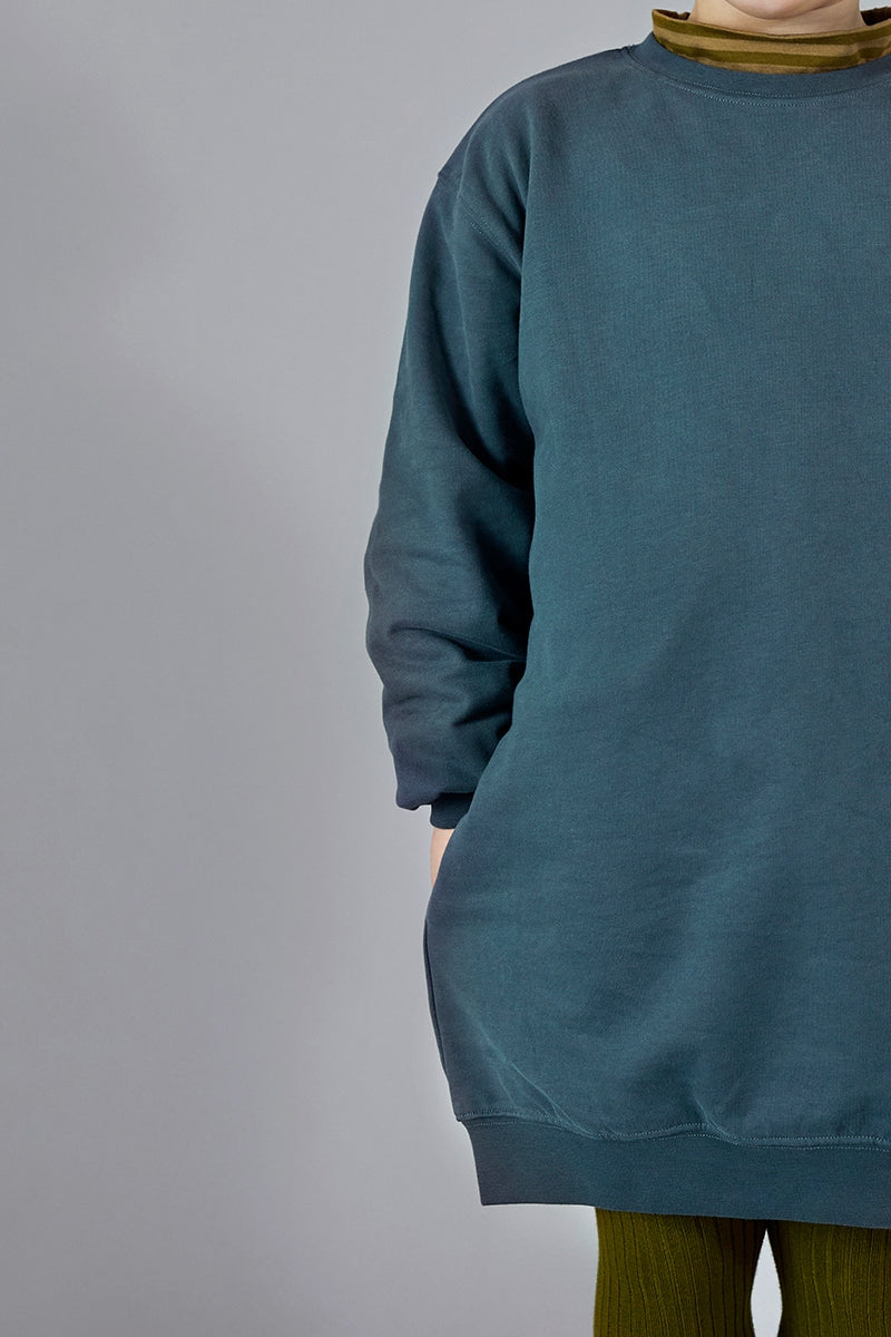 Dress Dropped Shoulder Blue Grey