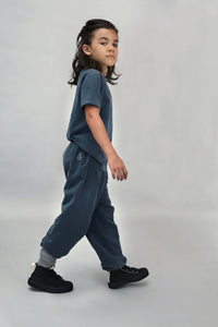 Pants Track 10Y Logo Blue Grey