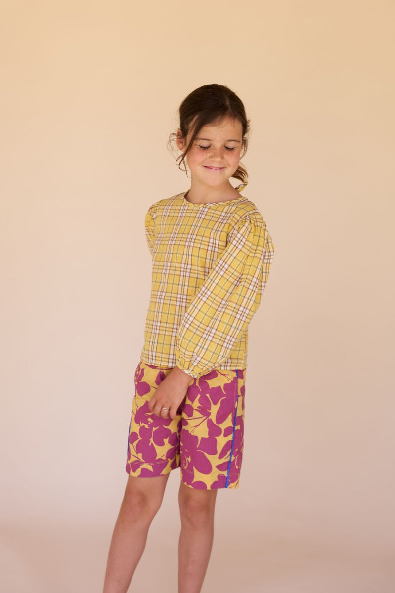 Blouse Puffed Yellow Check