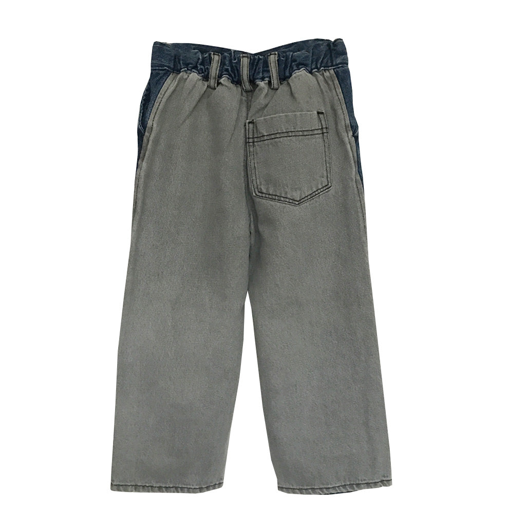 Pants Barrel Leg Blue Bleached Denim