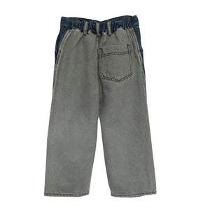 Pants Barrel Leg Blue Bleached Denim