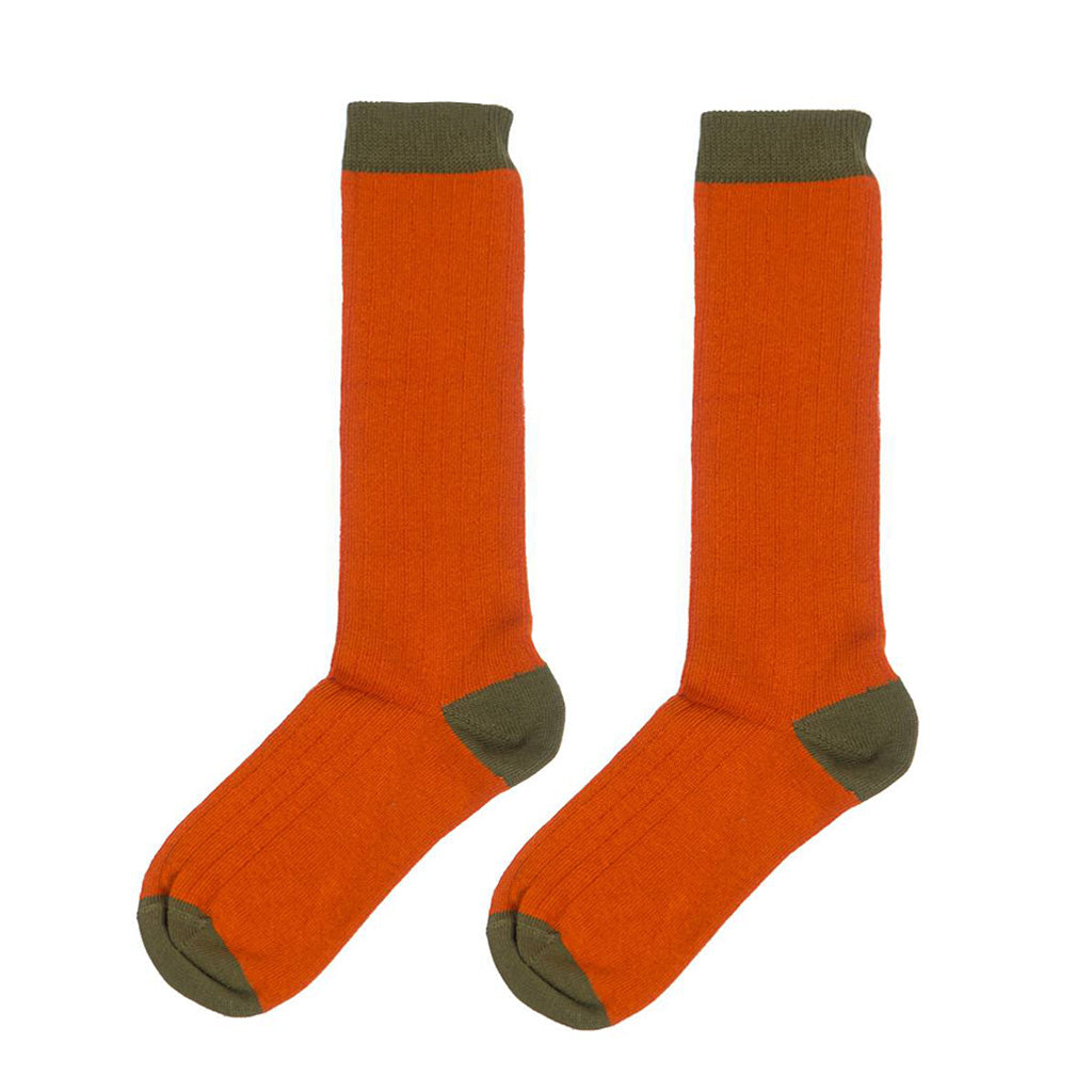 Knee Sock Army Green Orange Rust