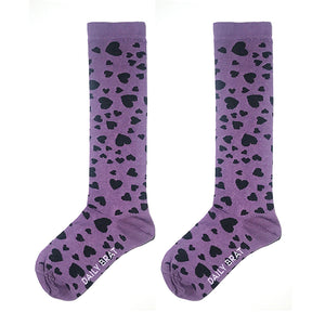 Knee Socks Heart Lilac