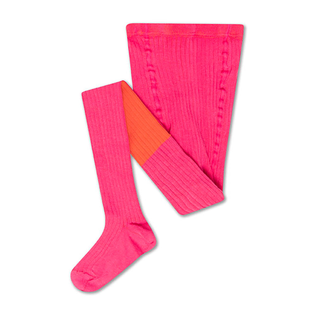 Tights Hot Pink Firy Red Color Block
