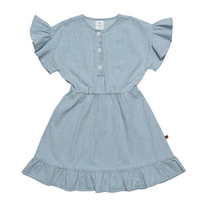 Dress Frill Drop Sleeve Hickory Stripe