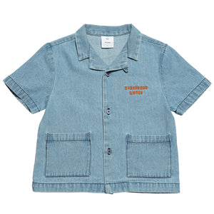 Shirt Cuban with Pocket Bleached Denim