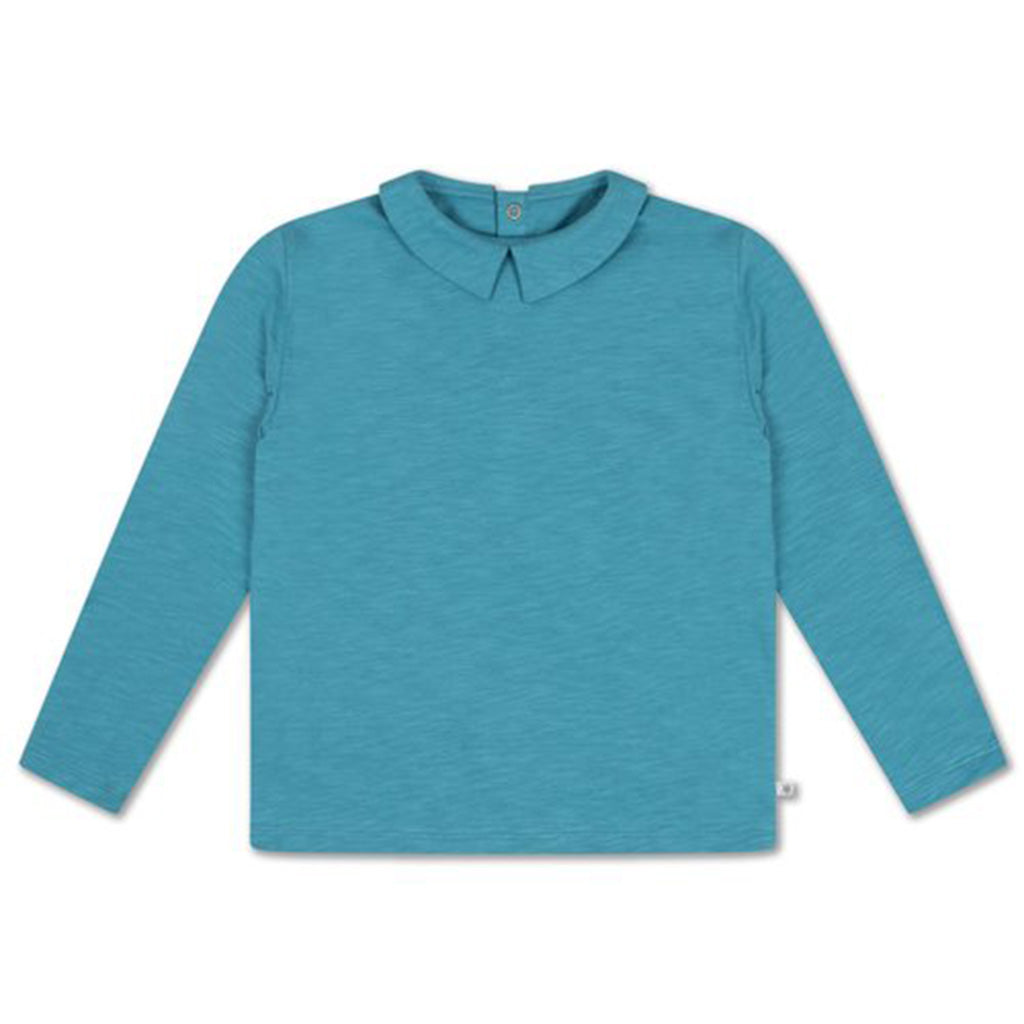 T-Shirt with Collar Dusty Storm Blue