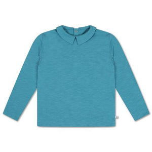 T-Shirt with Collar Dusty Storm Blue