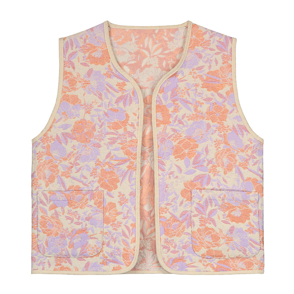 Vest Reversible Mom Jacquard Flower Rosy Lilac