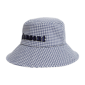 Hat Wide Brim Blue Gingham