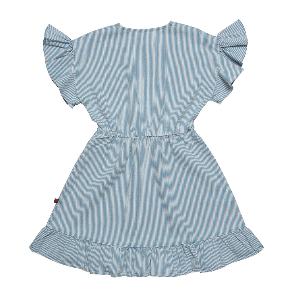 Dress Frill Drop Sleeve Hickory Stripe