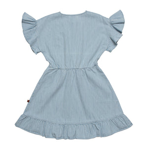 Dress Frill Drop Sleeve Hickory Stripe