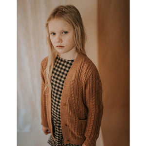 Cardigan Knit V-Neck Cable Rusty Marble