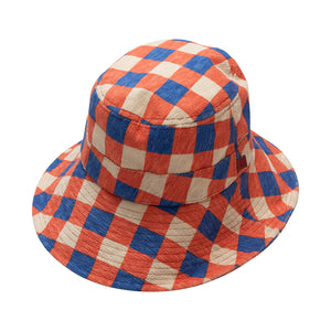Hat Wide Brim Blanket Check Licot Red