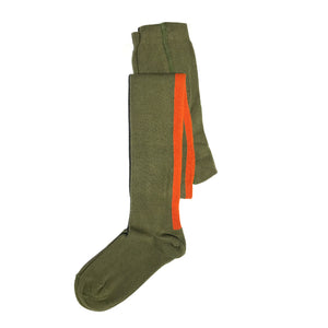 Tights Ribbed Army Green Orange Rust