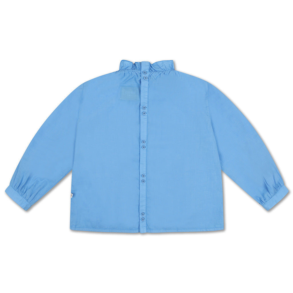 Blouse Ruffle Bright Sky Blue