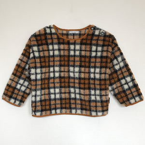 Sweater Mushy Teddy Checked Brown