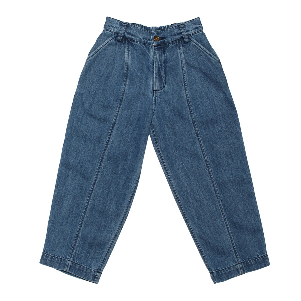 Pant Tapered Wide Mid Blue Denim