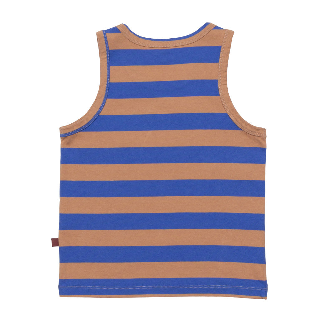 Vest Stripe Caramel Blue Stripe