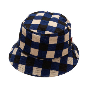 Hat Bucket Blanket Check Midnight Blue