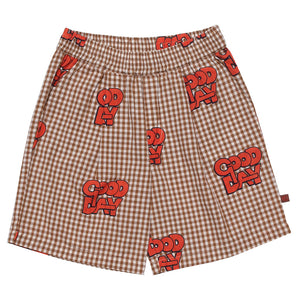Short Day Caramel Gingham Red