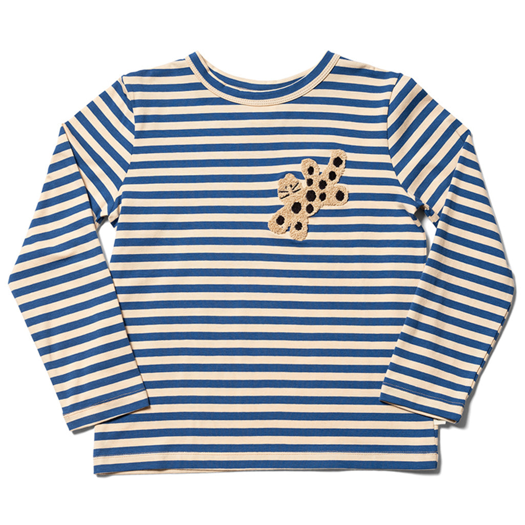 Longsleeve Stripe Emblem Buttermilk Otomi Blue Cat