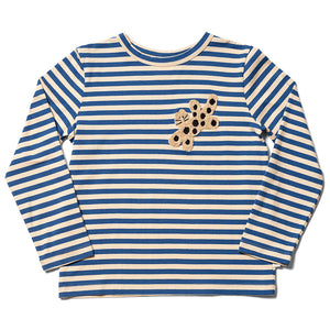 Longsleeve Stripe Emblem Buttermilk Otomi Blue Cat