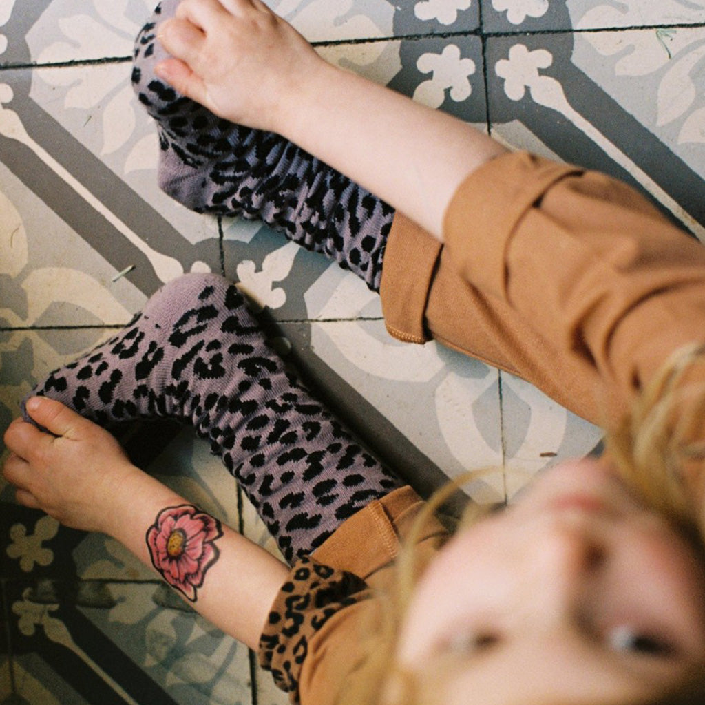 Knee Socks Lilac Leopard