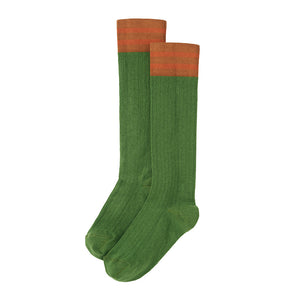 Knee Socks Moss Green / Caramel Stripes