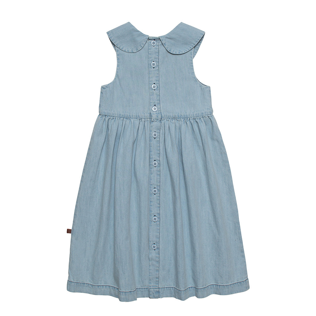 Dress Sun Pan Collar Pale Bleached Denim