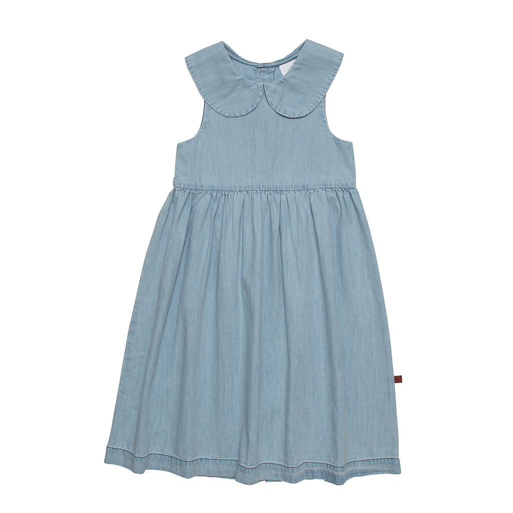 Dress Sun Pan Collar Pale Bleached Denim
