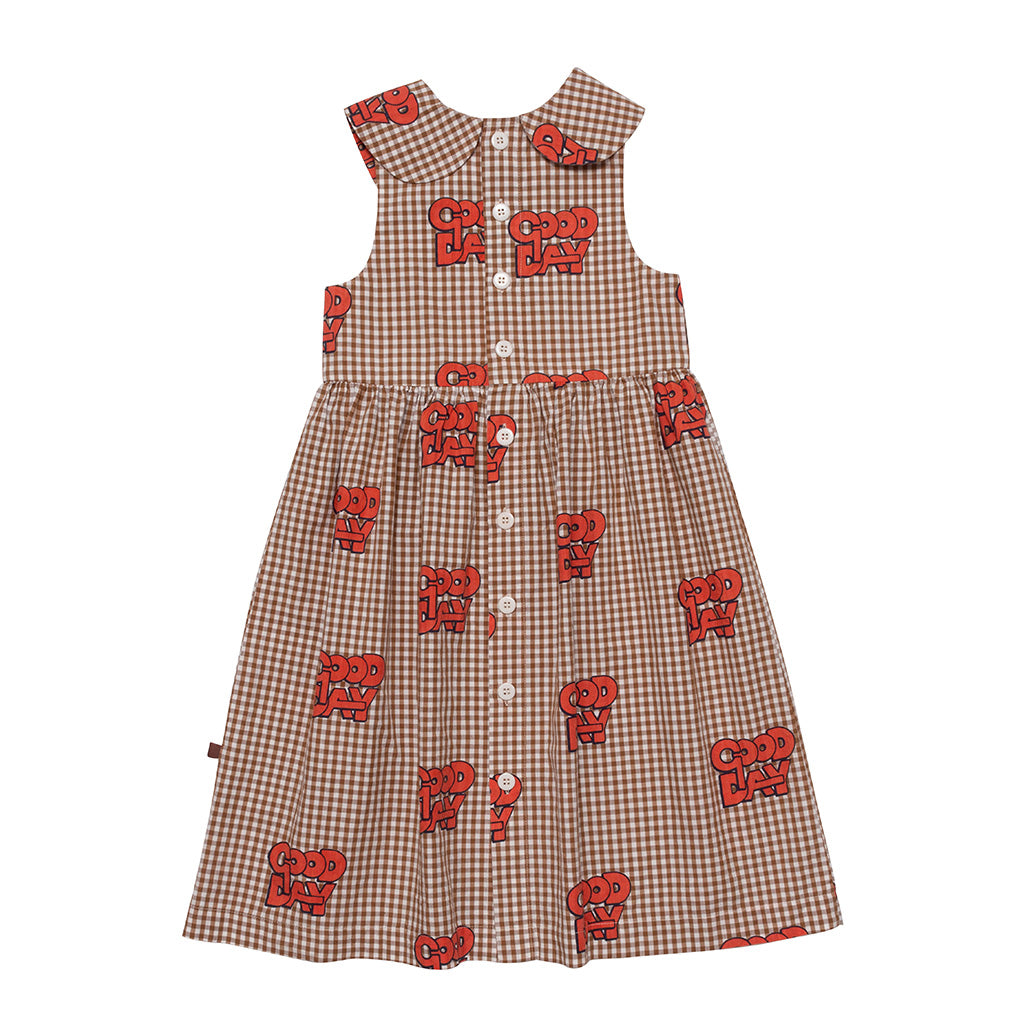 Dress Collar Sun Caramel Gingham Red