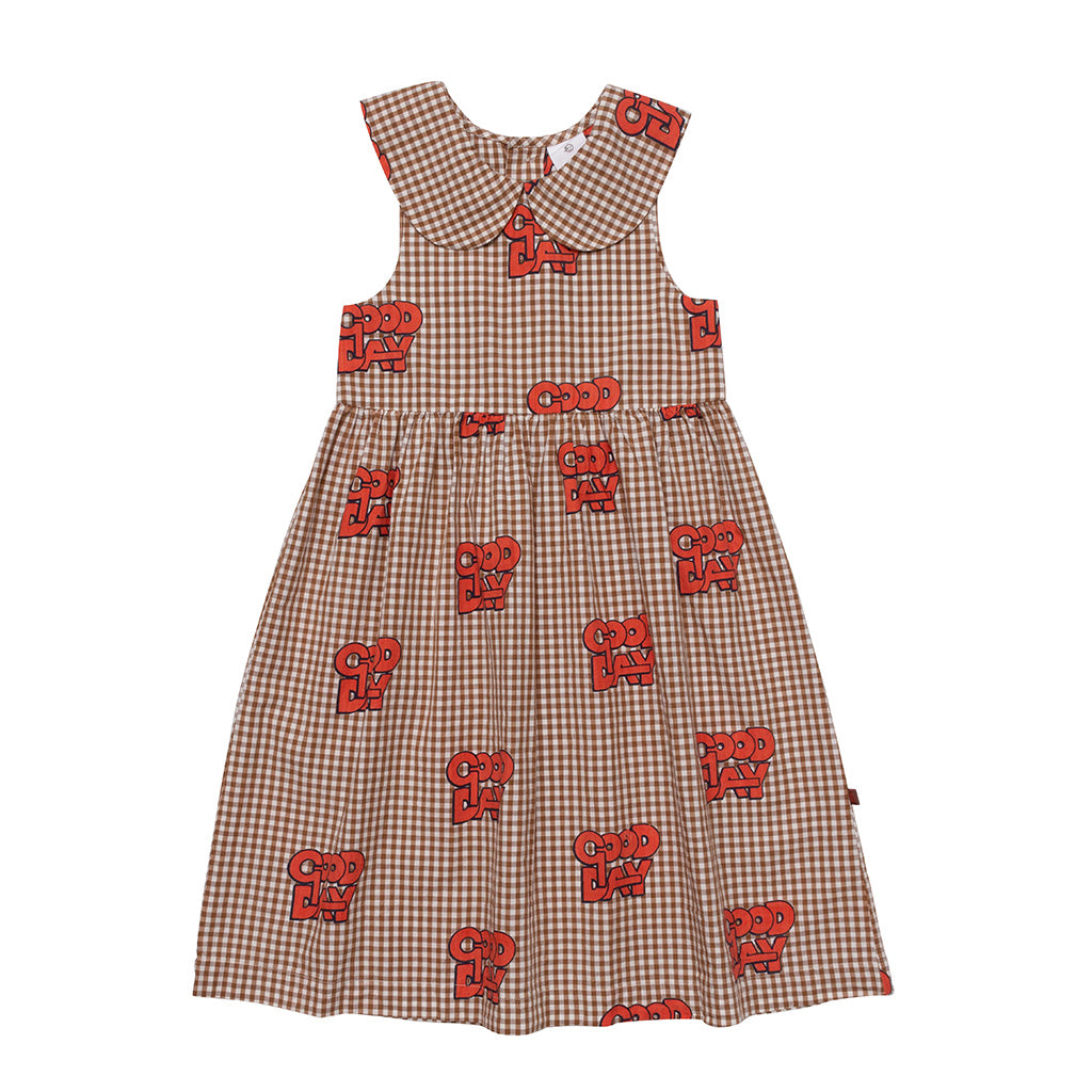 Dress Collar Sun Caramel Gingham Red