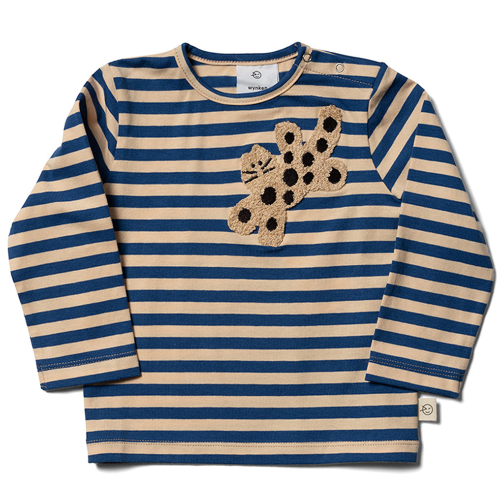 Longsleeve Stripe Emblem Buttermilk Otomi Blue Cat