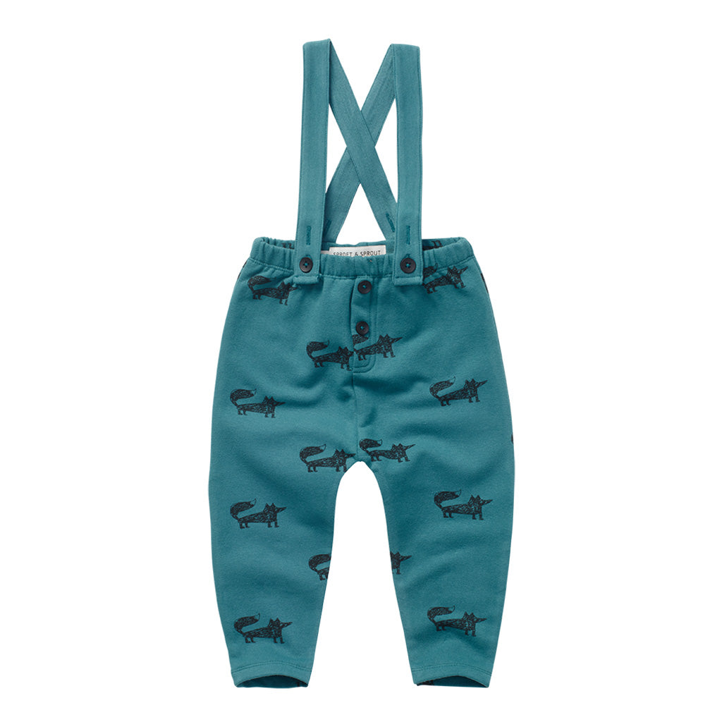 Suspenders Pants Fox Print