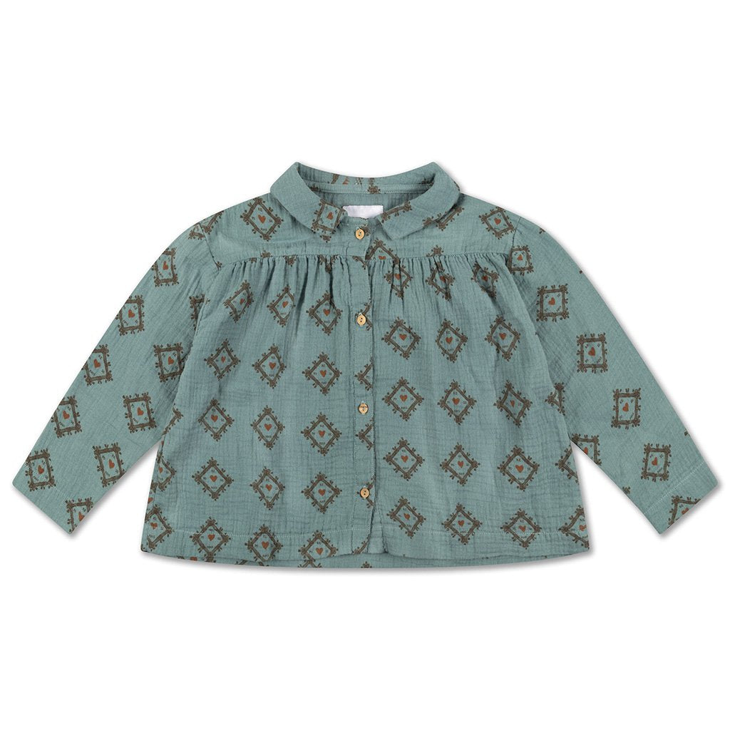 Blouse Collar Tiles Heart All Over