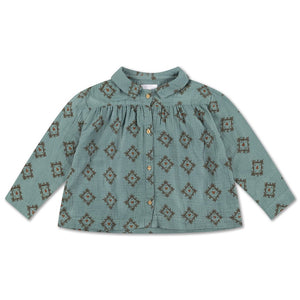 Blouse Collar Tiles Heart All Over