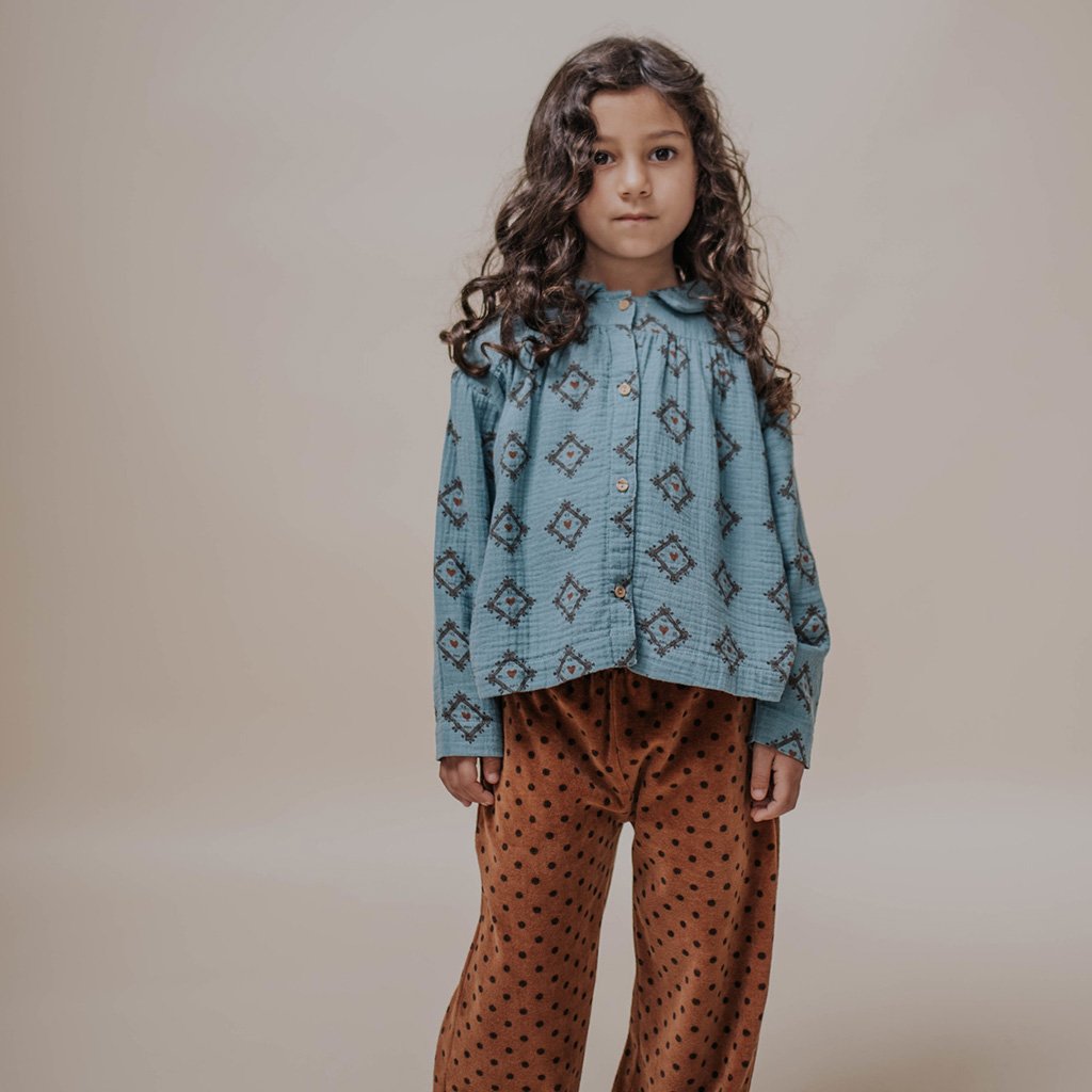 Blouse Collar Tiles Heart All Over