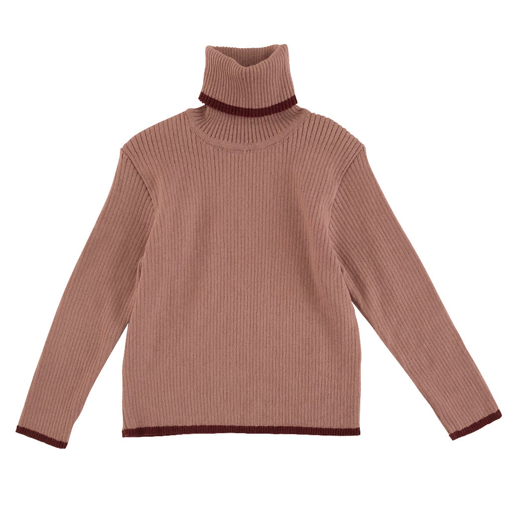 Turtleneck Sweater Knit Old Rose