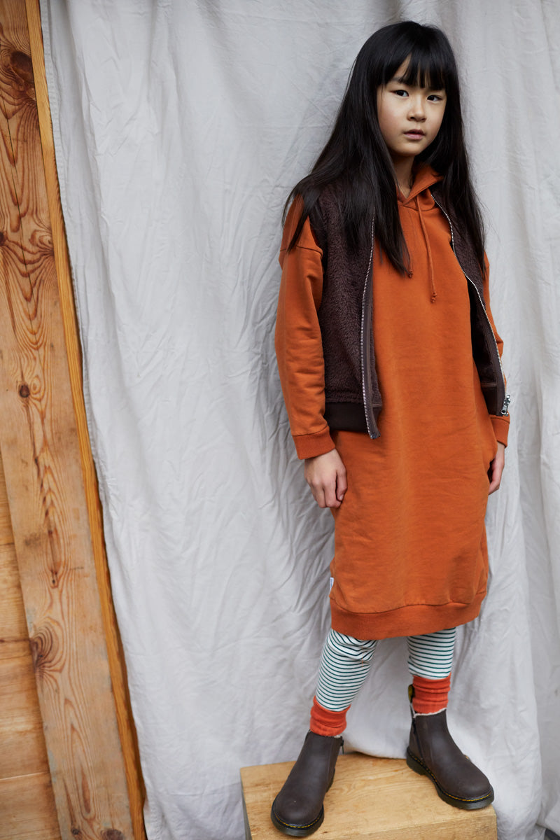 Hooded Sweater Dress Dark Ginger