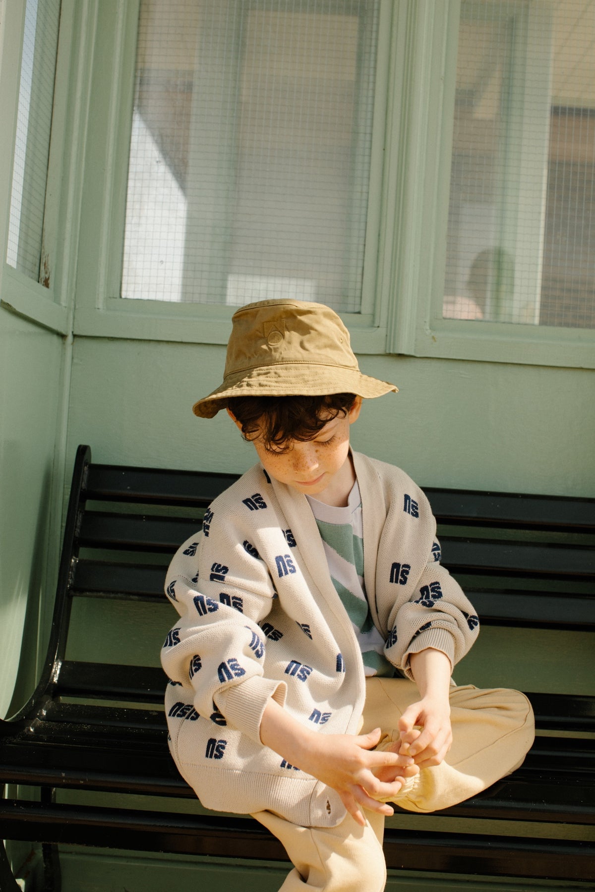 Cardigan Jacquard Oat Monogram