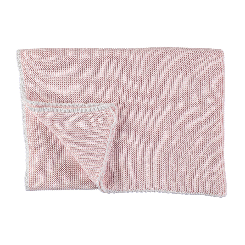 Baby Blanket Knit Pale Pink White