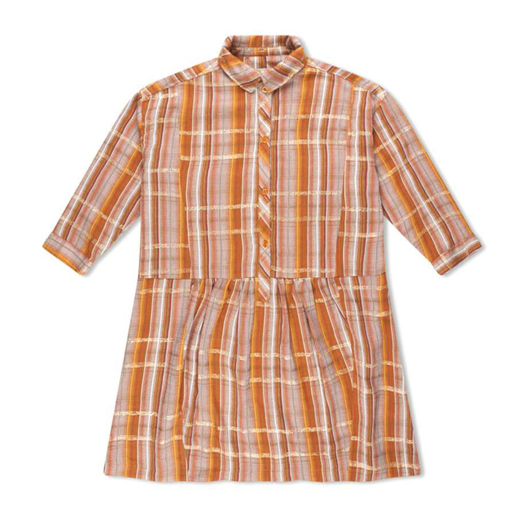 Boxy Shirt Dress Golden Check