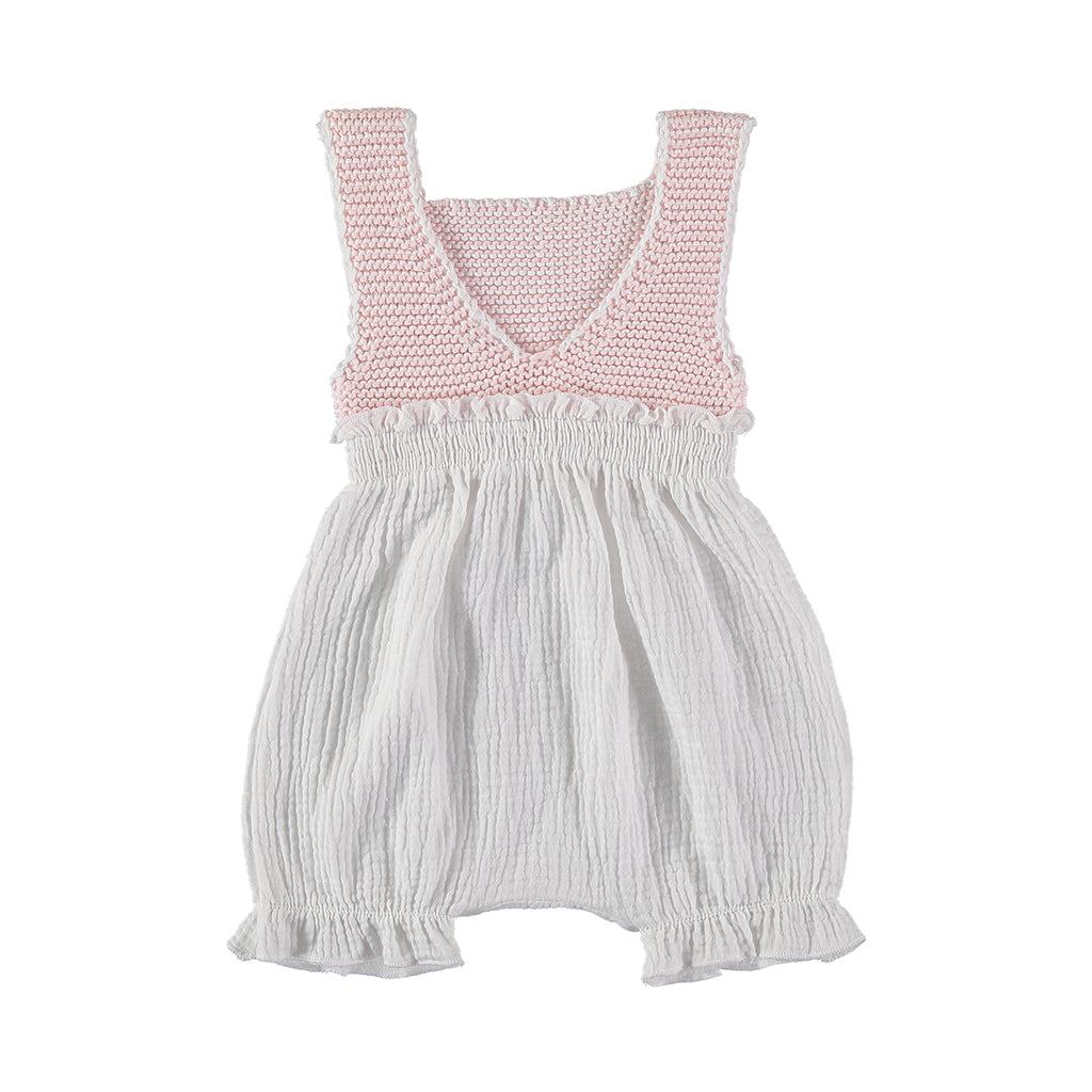 Combi Romper Knit Pale Pink White