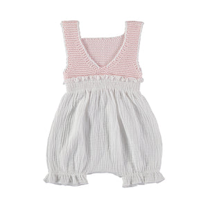 Combi Romper Knit Pale Pink White